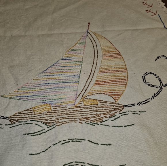 Vintage, handstitched Sail Boat Table Runner. - Picture 10 of 10